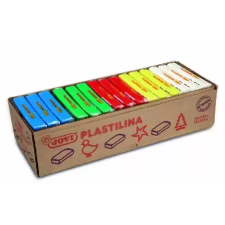 (72B) JOVI PLASTILINA PASTILLA 350GR 5 COLORES BÁSICOS SURTIDOS CAJA EXPOSITORA 15 UD