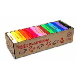 (72S) JOVI PLASTILINA PASTILLA 350GR COLORES SURTIDOS CAJA EXPOSITORA 15 UD