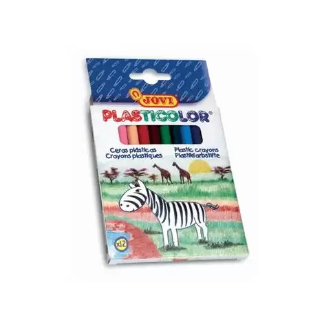 (913) JOVI CERAS PLASTICOLOR 117MM COLORES SURTIDOS ESTUCHE 12 UD