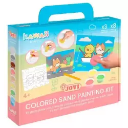 (KW2101) JOVI KIT KAWAII PINTA CON ARENA DE COLORES CON 8 BOTES 45GR SURTIDOS + 3 LÁMINAS + PUNZÓN