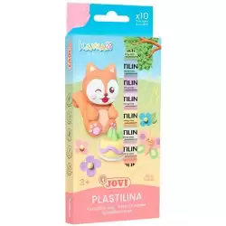 (KW90/10) JOVI PLASTILINA KAWAII BARRAS 15GR C/SURTIDOS ESTUCHE 10 UD