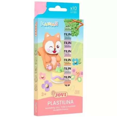 (KW90/10) JOVI PLASTILINA KAWAII BARRAS 15GR C/SURTIDOS ESTUCHE 10 UD