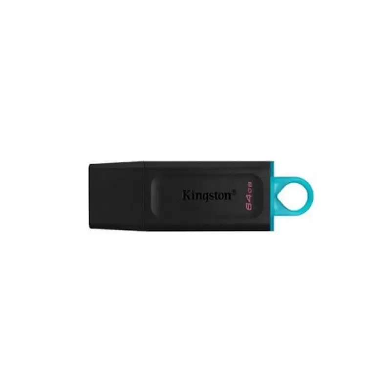 (DTX/64GB) KINGSTON PENDRIVE DATATRAVELER EXODIA 64GB C/TAPA PROTECTORA Y RANURA PARA COLGAR USB 3.2 NEGRO/TURQUESA