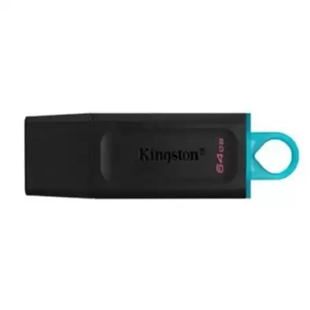 (DTX/64GB) KINGSTON PENDRIVE DATATRAVELER EXODIA 64GB C/TAPA PROTECTORA Y RANURA PARA COLGAR USB 3.2 NEGRO/TURQUESA