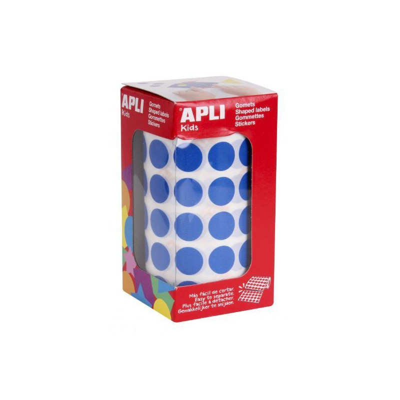 (4856) APLI GOMETS REDONDOS 15MM ROLLO AZUL -ROLLO 2832 UNIDADES-