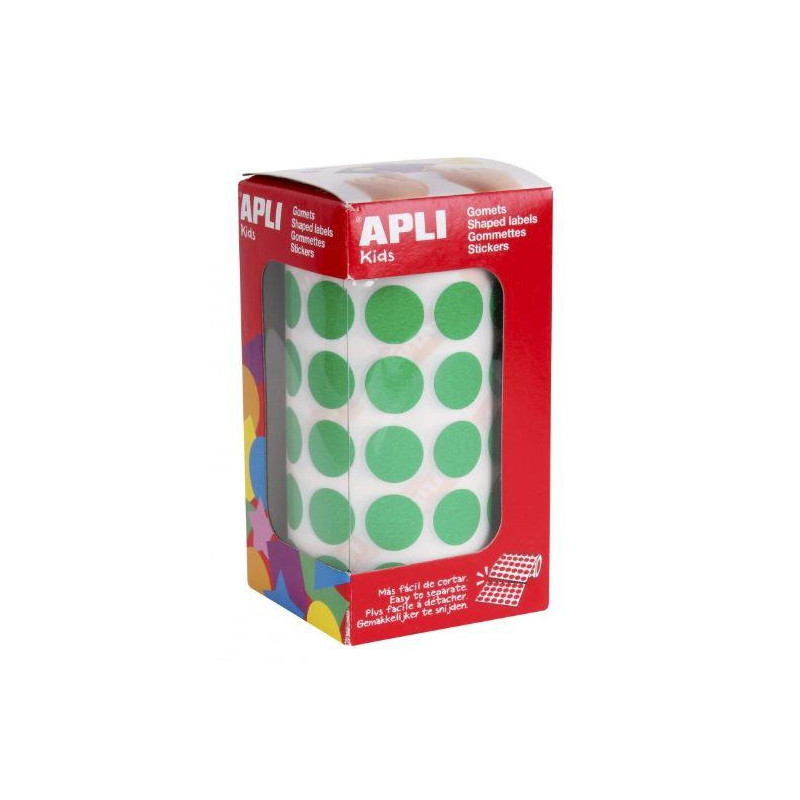 (4858) APLI GOMETS REDONDOS 15MM ROLLO VERDE -ROLLO 2832 UNIDADES-