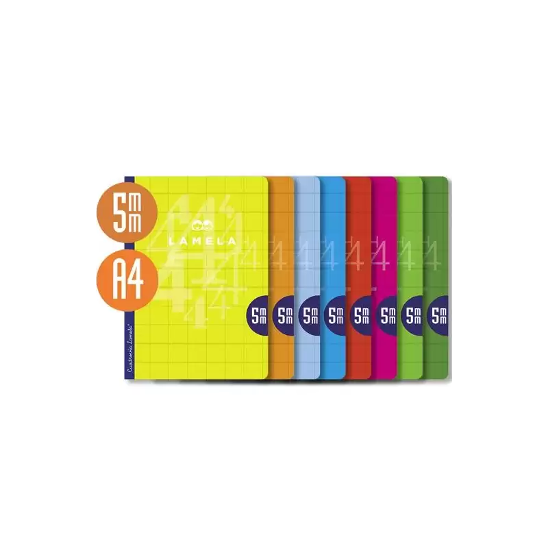 (06A4005) LAMELA LIBRETA GRAPADA 50H A4 90GR CUADROVÍA 5MM CUBIERTA BÁSICA C/SURTIDOS