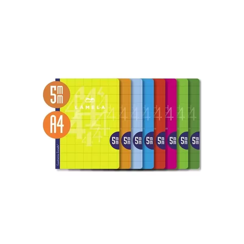 (06A405S) LAMELA LIBRETA GRAPADA 50H A4 90GR CUADROVÍA 5MM C/SURTIDOS BÁSICOS