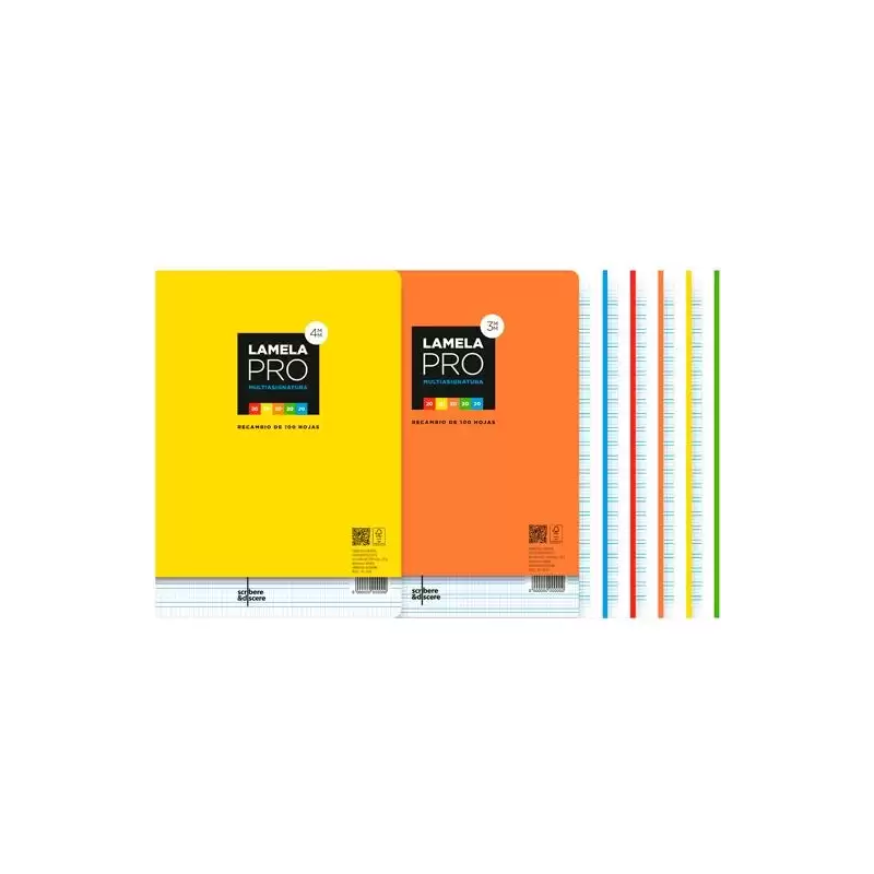 (09A403) LAMELA RECAMBIO PRO 100H A4 90GR CUADROVÍA 3MM 5 BANDAS COLOR 4 TALADROS OFFSET BLANCO