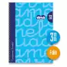 (7FTE003A) LAMELA CUADERNO ESPIRAL 80H FOLIO 90GR CUADROVÍA 3MM C/MARGEN CUBIERTA EXTRADURA AZUL -PAQUETE 5U-