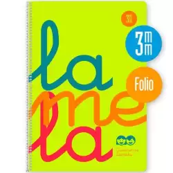 (7FTP003A) LAMELA CUADERNO ESPIRAL 80H FOLIO 90GR CUADROVÍA 3MM C/MARGEN CUBIERTA PP AMARILLO FLUORESCENTE