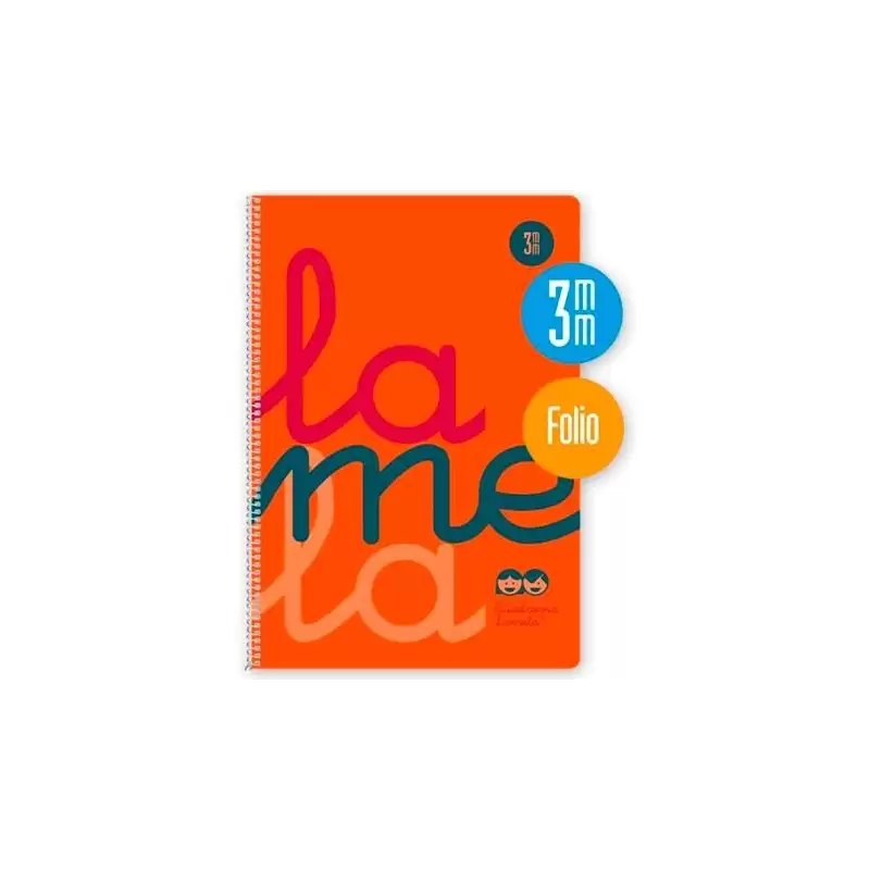 (7FTP003N) LAMELA CUADERNO ESPIRAL 80H FOLIO 90GR CUADROVÍA 3MM C/MARGEN CUBIERTA PP NARANJA FLUORESCENTE