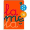 (7FTP003N) LAMELA CUADERNO ESPIRAL 80H FOLIO 90GR CUADROVÍA 3MM C/MARGEN CUBIERTA PP NARANJA FLUORESCENTE