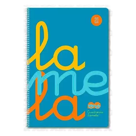 (7FTP005B) LAMELA CUADERNO ESPIRAL 80H FOLIO 90GR CUADROVÍA 5MM C/MARGEN CUBIERTA PP AZUL FLUORESCENTE