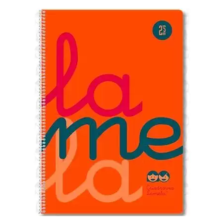 (7FTP005N) LAMELA CUADERNO ESPIRAL 80H FOLIO 90GR CUADROVÍA 5MM C/MARGEN CUBIERTA PP NARANJA FLUORESCENTE