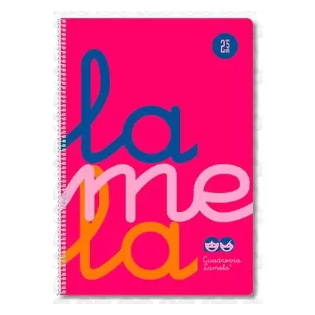 (7FTP005R) LAMELA CUADERNO ESPIRAL 80H FOLIO 90GR CUADROVÍA 5MM C/MARGEN CUBIERTA PP ROSA FLUORESCENTE