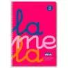 (7FTP005R) LAMELA CUADERNO ESPIRAL 80H FOLIO 90GR CUADROVÍA 5MM C/MARGEN CUBIERTA PP ROSA FLUORESCENTE