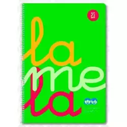 (7FTP005V) LAMELA CUADERNO ESPIRAL 80H FOLIO 90GR CUADROVÍA 5MM C/MARGEN CUBIERTA PP VERDE FLUORESCENTE