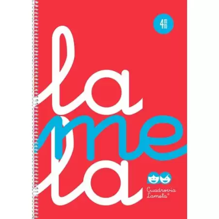(7FTP04RJ) LAMELA CUADERNO ESPIRAL 80H FOLIO 90GR C/M CUADROVÍA 4MM CUBIERTA PP FLÚOR ROJO