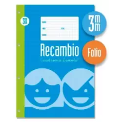 (9003) LAMELA RECAMBIO 100H FOLIO 70GR CUADROVÍA 3MM C/MARGEN 4 TALADROS OFFSET BLANCO
