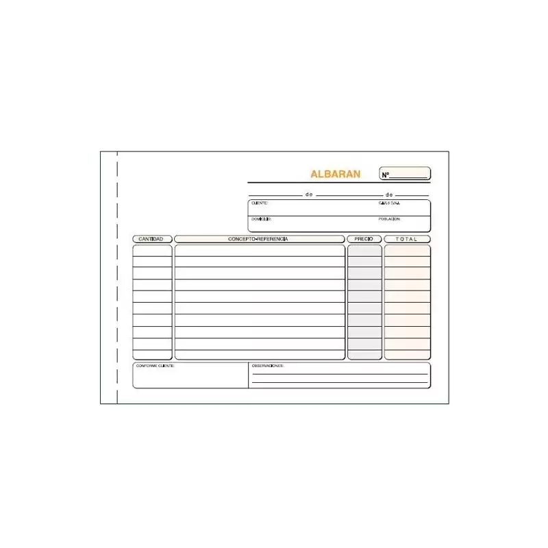 (T-119) TALONARIO ALBARANES CUARTO APAISADO DUPLICADO AUTOCOPIA