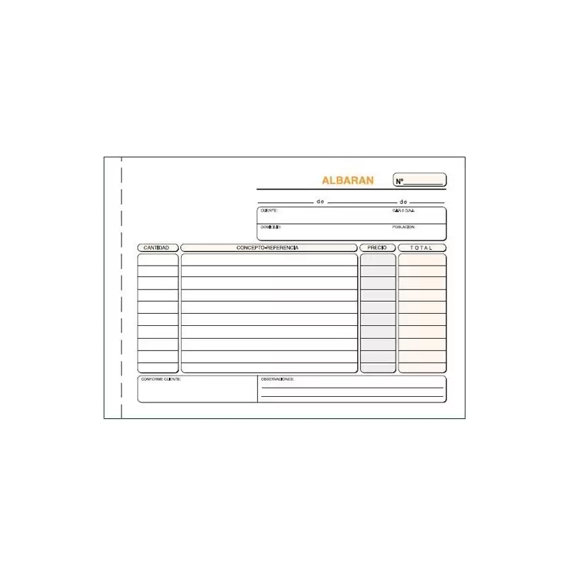 (T-121) TALONARIO ALBARANES CUARTO APAISADO TRIPLICADO AUTOCOPIA