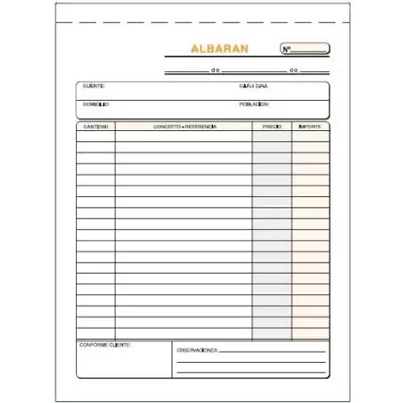 (T-122) TALONARIO ALBARANES CUARTO NATURAL TRIPLICADO AUTOCOPIA