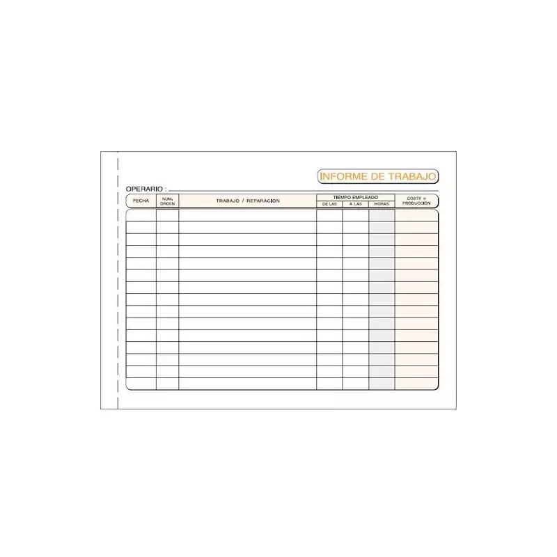 (T-137) TALONARIO INFORME DE TRABAJO OCTAVO APAISADO DUPLICADO AUTOCOPIA