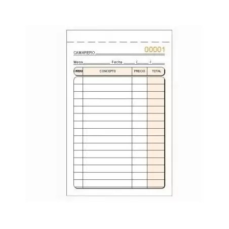 (T-160N) TALONARIO CAMAREROS ESPECIAL BOLSILLO ORIGINAL SOLO NUMERADO