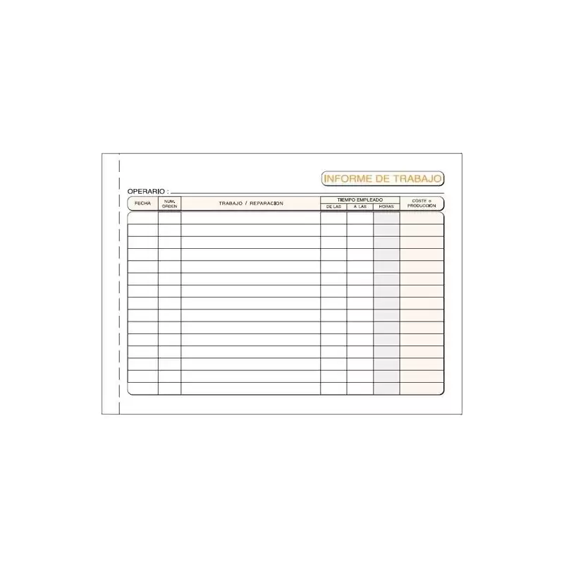 (T-189) TALONARIO INFORME DE TRABAJO CUARTO APAISADO