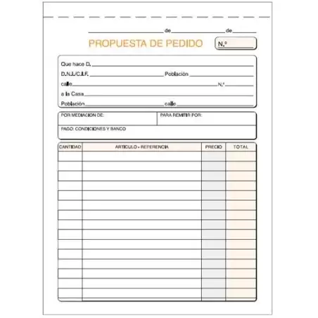 (T-27) TALONARIO PEDIDOS CUARTO NATURAL SIN COPIA