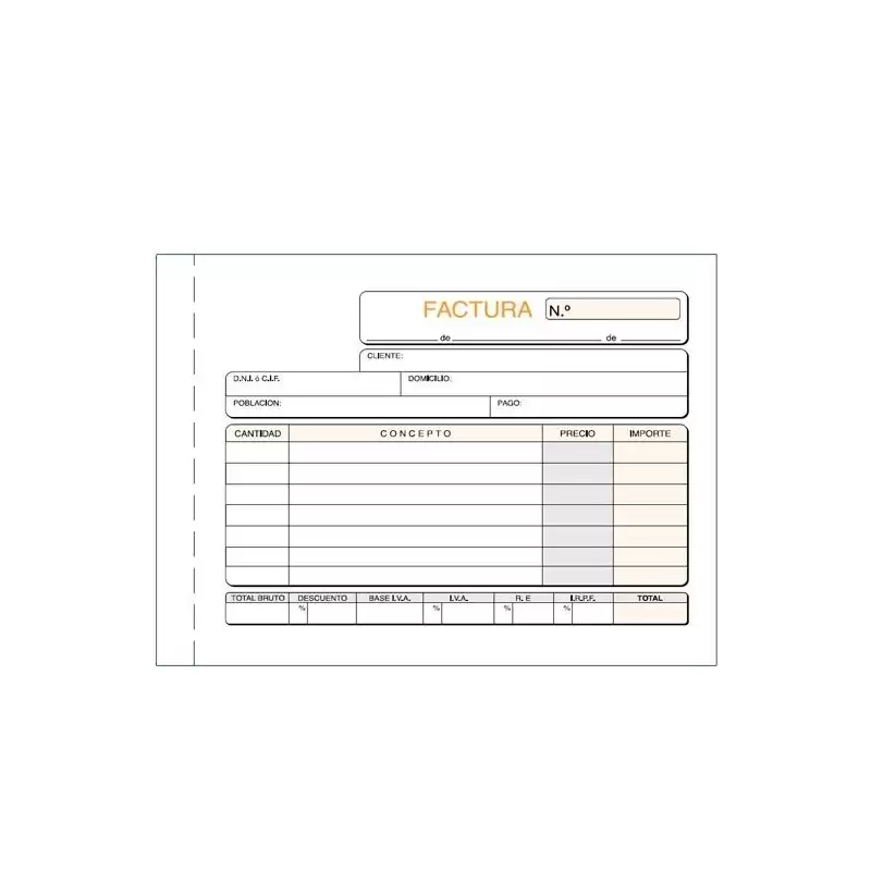 (T-67) TALONARIO FACTURAS OCTAVO APAISADO DUPLICADO AUTOCOPIA