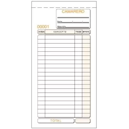 (T-94) TALONARIO CAMAREROS TERCIO DE FOLIO NATURAL SIMPLE