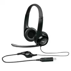 (981-000406) LOGITECH AURICULARES H390 DIADEMA ACOLCHADA BIAURAL ESTEREO MICRÓFONO AJUSTABLE CONTROL VOLUMEN CABLE USB NEGRO