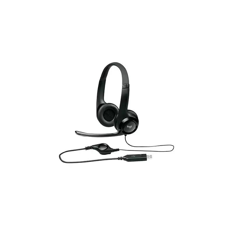 (981-000406) LOGITECH AURICULARES H390 DIADEMA ACOLCHADA BIAURAL ESTEREO MICRÓFONO AJUSTABLE CONTROL VOLUMEN CABLE USB NEGRO