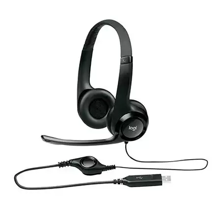 (981-000406) LOGITECH AURICULARES H390 DIADEMA ACOLCHADA BIAURAL ESTEREO MICRÓFONO AJUSTABLE CONTROL VOLUMEN CABLE USB NEGRO