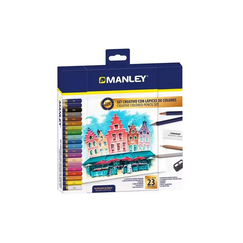 (MLA00023) MANLEY SET CREATIVO LÁPICES DE COLORES 23 PIEZAS SURTIDO