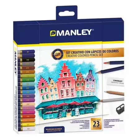 (MLA00023) MANLEY SET CREATIVO LÁPICES DE COLORES 23 PIEZAS SURTIDO