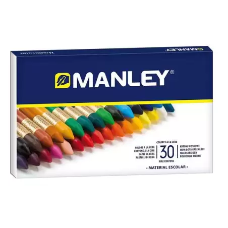 (MNC00077) MANLEY ESTUCHE DE 30 CERAS BLANDAS 60MM COLORES SURTIDOS