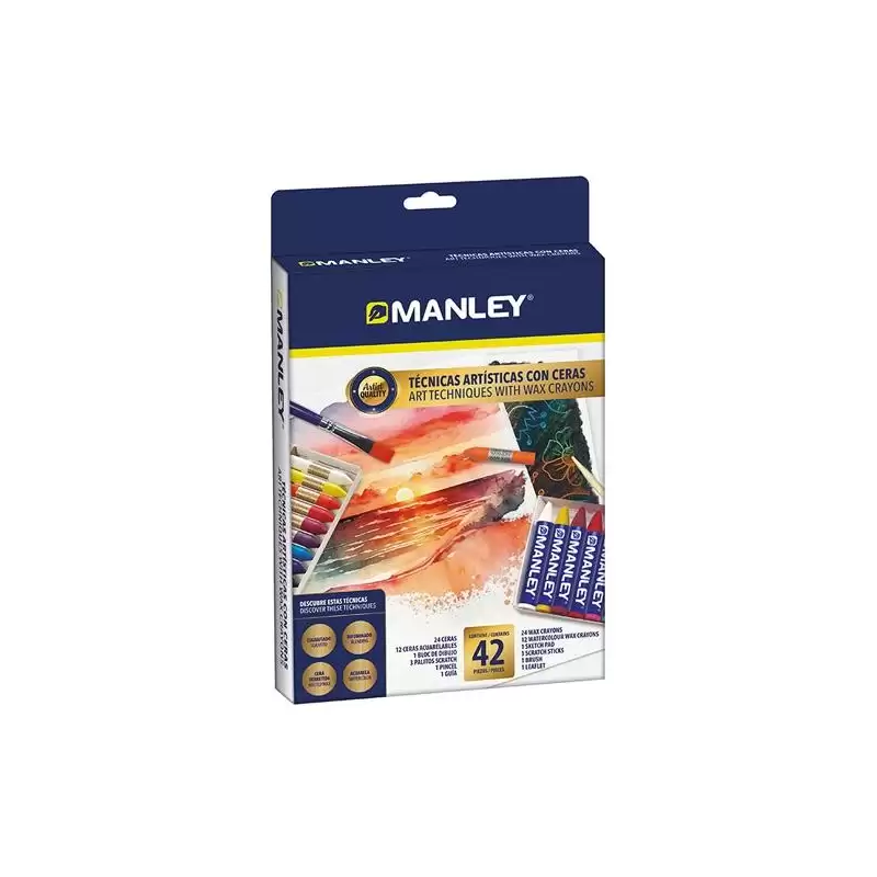 (MNC00110) MANLEY SET DE TÉCNICAS ARTÍSTICAS CON CERAS CAJA 42 PIEZAS C/SURTIDOS