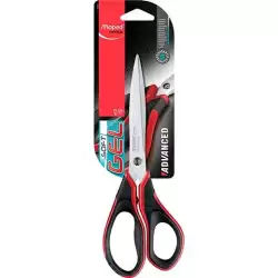 (499210) MAPED TIJERAS MULTIUSOS ADVANCED SOFT GEL 21CM ASIMÉTRICAS MANGO NEGRO/ROJO -BLISTER-