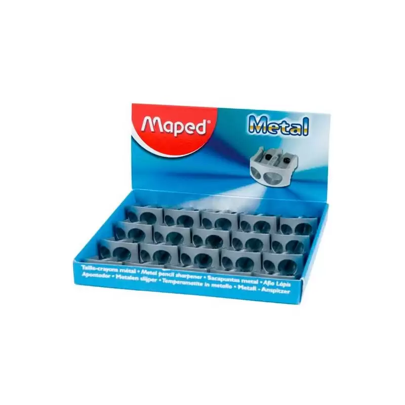 (506700) MAPED AFILALÁPICES METÁLICO CLASSIC 2 AGUJEROS PLATA CAJA EXPOSITORA 20U