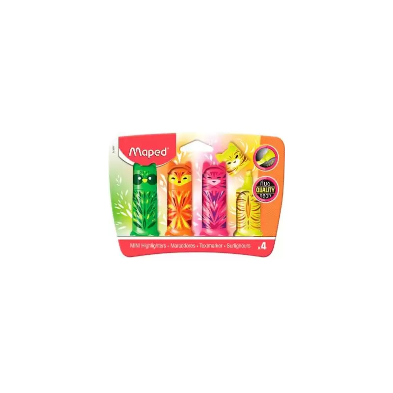 (743677) MAPED MARCADOR FLUORESCENTE MINI FRIENDS C/SURTIDOS ESTUCHE 4 UD