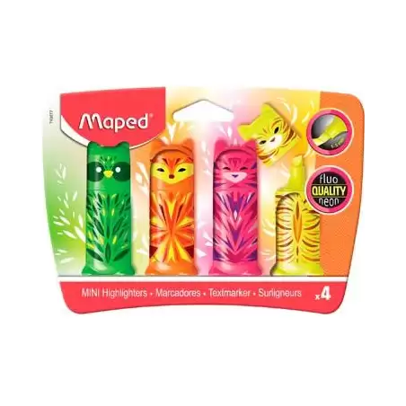 (743677) MAPED MARCADOR FLUORESCENTE MINI FRIENDS C/SURTIDOS ESTUCHE 4 UD