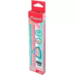 (851730) MAPED LÁPIZ DE GRAFITO HB CON GOMA C/SURTIDOS PASTEL ESTUCHE 12 UD