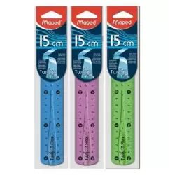 (279110) MAPED REGLA TWIST´N FLEX DECORADA DOBLE GRADUACIÓN 15 CM COLORES SURTIDOS