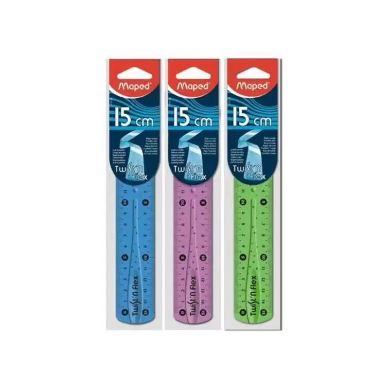 (279110) MAPED REGLA TWIST´N FLEX DECORADA DOBLE GRADUACIÓN 15 CM COLORES SURTIDOS