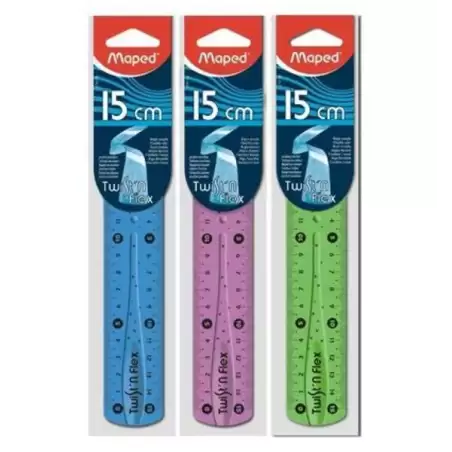 (279110) MAPED REGLA TWIST´N FLEX DECORADA DOBLE GRADUACIÓN 15 CM COLORES SURTIDOS
