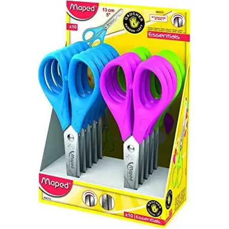 (464312) MAPED TIJERAS ESCOLARES 13CM ESSENTIALS ZURDOS SIMÉTRICAS C/SURTIDOS