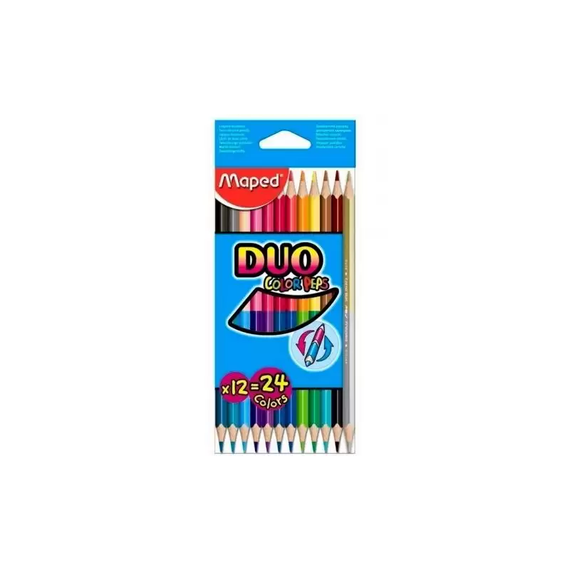 (829600FC) MAPED LÁPICES DE COLORES DUO COLOR´PEPS BICOLOR SURTIDOS ESTUCHE DE 12 UD